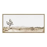 Sylvie Lone Joshua Tree Framed Canvas Wall Art by Amy Peterson Art Studio, 18x40 Natural, Decorative Nature Art for Wall
