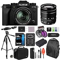 FUJIFILM X-T5 Mirrorless Camera with 18-55mm Lens (Black) Bundle with Extra Battery & Charger Kit, Tripod, Backpack, & More (14 Items) | USA Authorised with Fujifilm Warranty | Fuji xt5