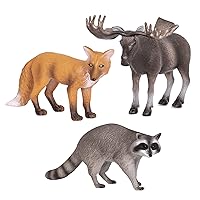 Terra by Battat – Forest Animals (Fox, Moose & Raccoon) – Miniature Animals for Kids 3-Years-Old & Up (3 Pc), Multi (AN2806Z)