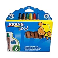 PRANG be-be Jumbo Colored Pencils for Small Children, Washable, Includes Sharpener, Assorted Colors, 6-Pack (73006)