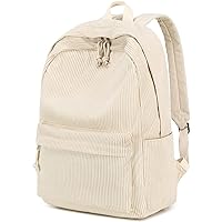 School Backpack for Teens Large Corduroy Bookbag Lightweight 17 inch Laptop Bag for Girls Women Casual High School College (Corduroy-Beige)