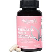 Naturals Easy Morning Prenatal Multivitamin + Digestive Health & Morning Sickness Relief - 60 Vegan Capsules - with Folate, Choline, Zinc, Ginger Root, Prebiotics and Algae DHA