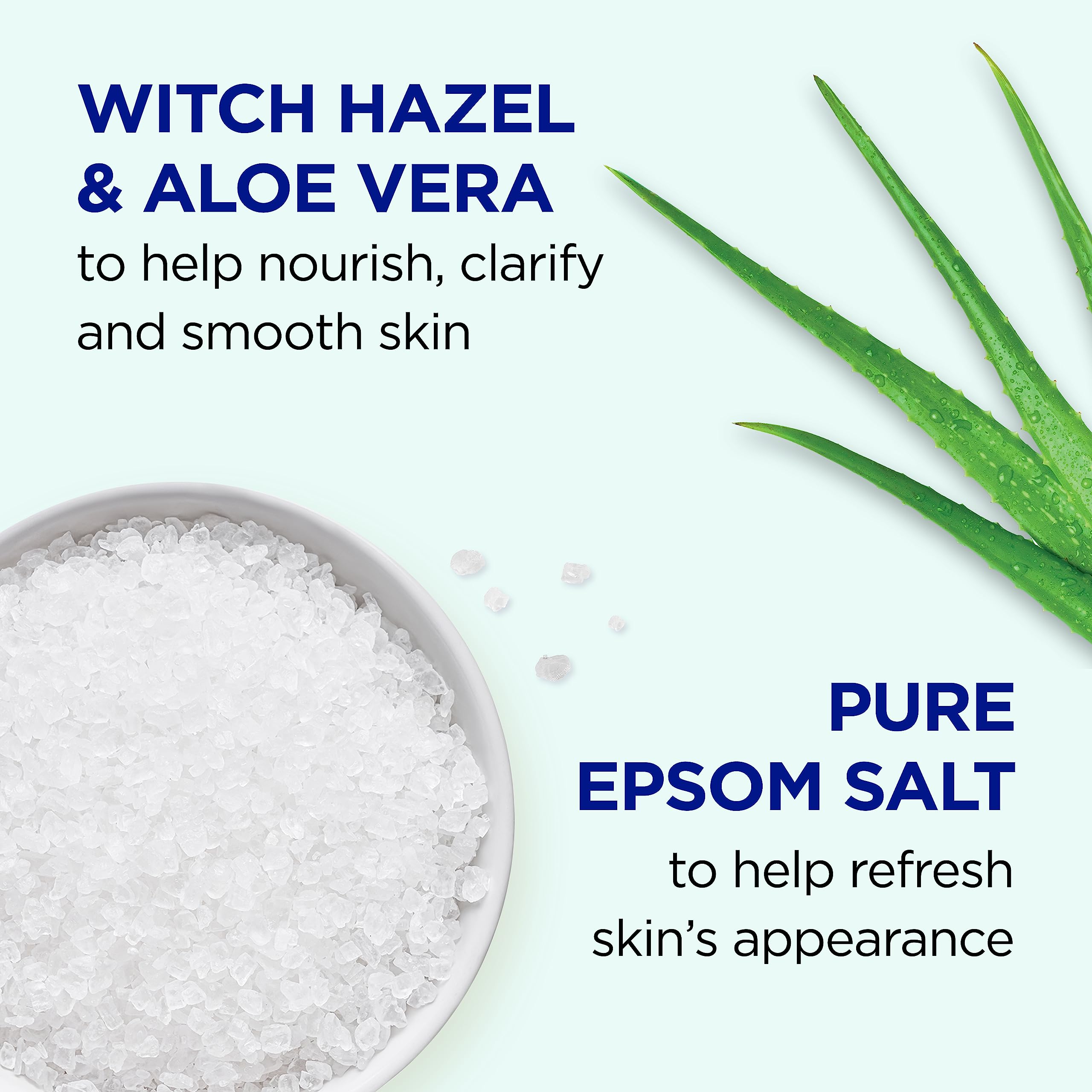 Dr Teal's Pure Epsom Salt, Clarify & Smooth with Witch Hazel & Aloe Vera, 3lbs (Packaging May Vary)