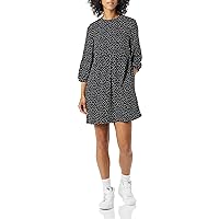 Amazon Essentials Women's Lightweight Georgette 3/4 Sleeve Crewneck Mini Dress