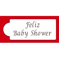 Designer Stencils Feliz Baby Shower Cake Stencil, Beige/semi-transparent