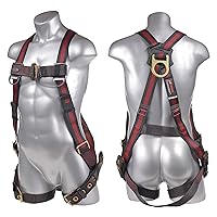 UFH10201G Kapture Elite Fall Protection 5-Point Full Body Safety Harness with Dorsal D-Ring and Tongue Buckle Legs, L-XL, Red/Black