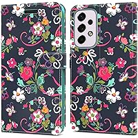 CoverON Wallet Pouch for Samsung Galaxy A53 5G Leather Case, RFID Blocking Flip Folio Stand Phone Cover - Floral