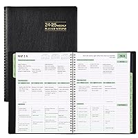 2024-2025 Planner - 3-Tier Down Weekly & Monthly Planner, 11.38'' x 8.74'', JUL 2024 - JUN 2025, Appointment Book, 60 Minutes Intervals, Monthly Tabs, Back Pocket, Green Ink Inner Pages