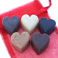 Handmade, Luxury Goat Milk Soap Hearts-Assorted colors, No Artificial Additives, Preservatives, Dyes or Fragrances- Bogue Mothers day, Valentine Heart Soap Gift Bag