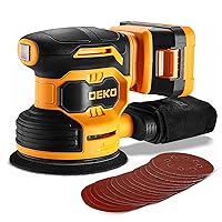 DEKOPRO 20V Orbital Sander Cordless Power Sander Tool with Battery and Charger Electric Hand Sanders Tools for Wood, Dust Bag, Vacuum Blower Attachment