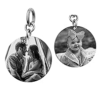 Round Plate Double-sided Engraving Personalized Photo and Message Pendant Dangle Charm Bead for European Charm Bracelets