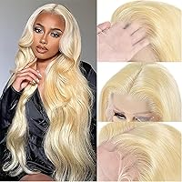 613 Lace Front Wig Human Hair Body Wave 13x4 Blonde Lace Front Wigs Human Hair Pre Plucked 180% Density 613 HD Lace Frontal Wig Transparent Lace With Baby Hair (40 inch, 13x4 Body)