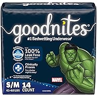 Goodnites Boys' Nighttime Bedwetting Underwear, Size S/M (43-68 lbs), 14 Ct, Packaging May Vary