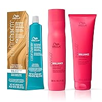 Wella Professionals Invigo Brilliance Color Protection Shampoo & Conditioner, For Fine Hair + Wella ColorCharm Demi Permanent Hair Color, 7A Medium Cool Blonde