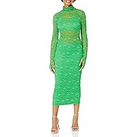 Women's Lizzo Stretch Lace Mock Neck Midi Dress