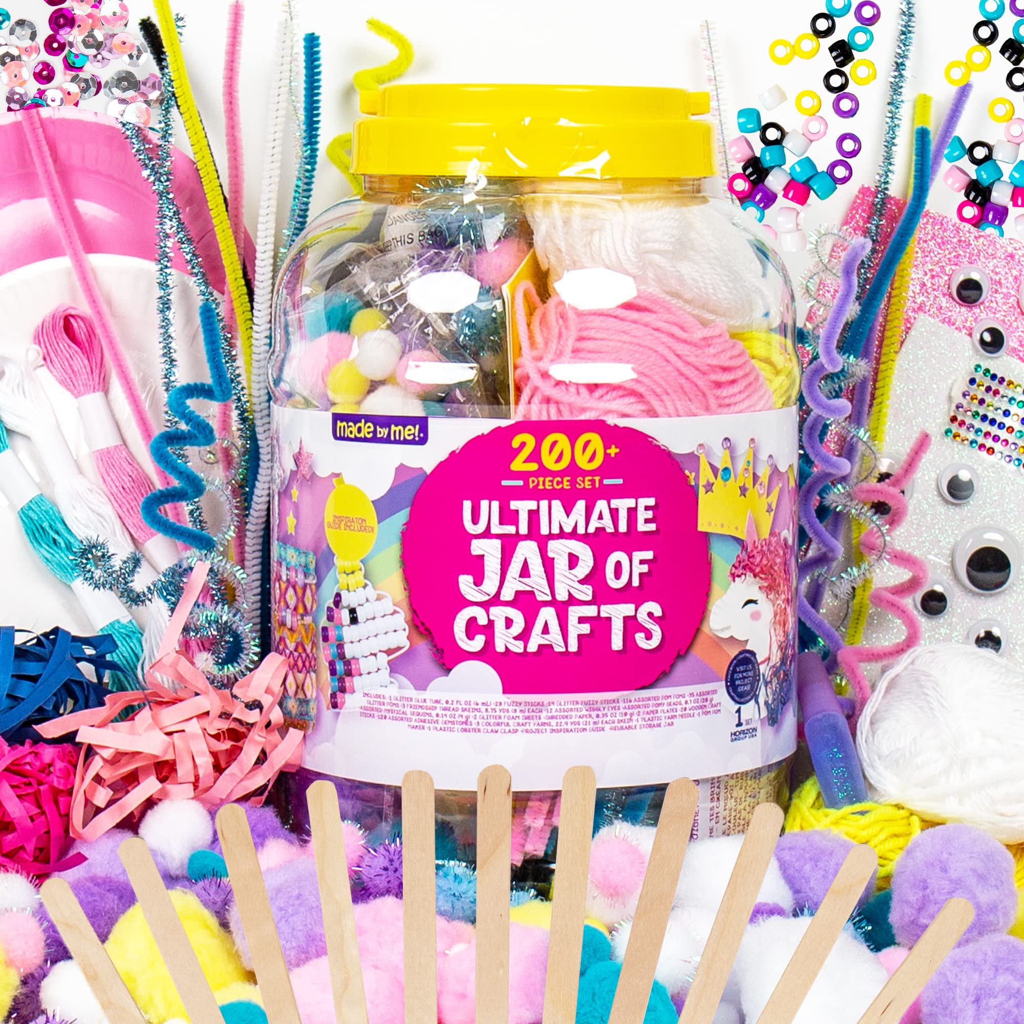 Made By Me! Ultimate Jar of Crafts, 200+ Piece Mystical Craft Supply Bundle, Craft Supplies Starter Kit, Great Arts & Crafts Kit for Travel and On-The-Go, Perfect for Kids and Adults Ages 6+