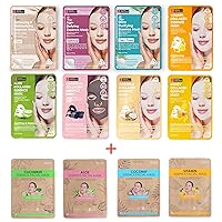 Original Derma Beauty Collagen Face Masks Skincare - 12 PK Brightening Vitamin Face Mask Skin Care Sheet masks Set for Beauty & Personal Care Korean Face Mask
