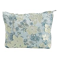 LYDZTION Blue Flower Makeup Bag Cosmetic Bag for Women,Large Capacity Canvas Makeup Bags Travel Toiletry Bag Accessories Organizer
