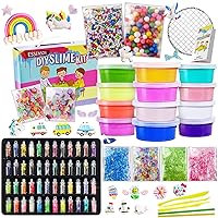 ESSENSON Slime Kit - Slime Supplies Slime Making Kit for Girls Boys, Kids Art Craft, Crystal Clear Slime, Glitter, Slime Charms, Fishbowl Beads Girls Toys Gifts for Kids Age 3+ Year Old