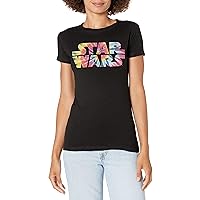 Star Wars Women's Long Rainbow Logo Tie Dye Crew Neck Graphic T-Shirt