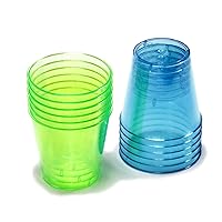 Select Plastic Shot Glass, 1 ounce 12 piece set, Blue/Green