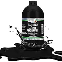 Pouring Masters Midnight Black Metallic Pearl Acrylic Ready to Pour Pouring Paint – Premium 32-Ounce Pre-Mixed Water-Based - For Canvas, Wood, Paper, Crafts, Tile, Rocks and more