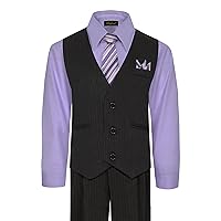 Boy's 5-Piece Vest and Pant Set with Shirt, Tie and Hanky - Many Colors