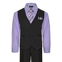 Rafael Boy's 5-Piece Vest and Pant Set with Shirt, Tie and Hanky - Many Colors