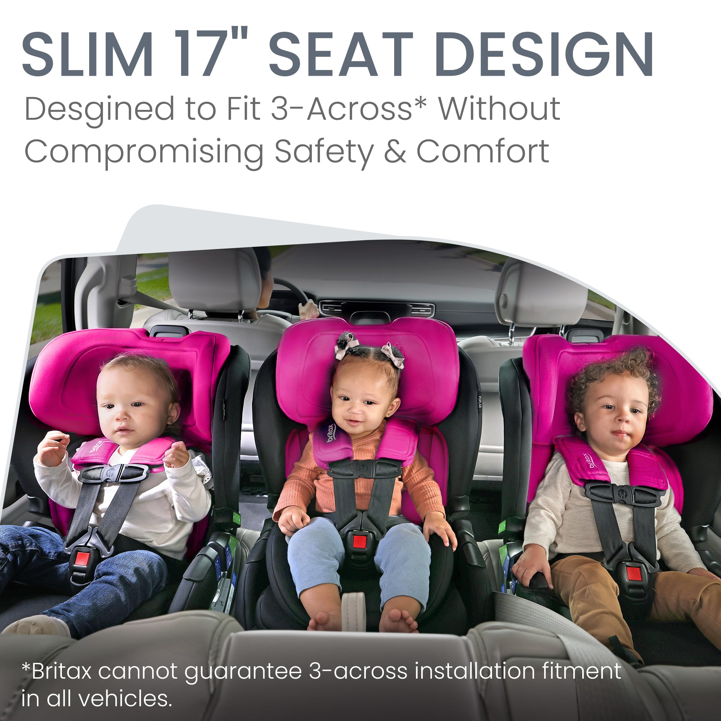 Britax Poplar Convertible Car Seat, 2-in-1 Car Seat with Slim 17-Inch Design, ClickTight Technology, Magenta Onyx