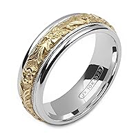 two-tone sterling silver & 10K yellow gold 7 millimeters wide wedding band ring