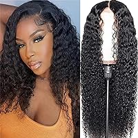 Deep Wave Human Hair Wig 4x4 Closure Glueless Wigs Human Hair Pre Plucked Pre Cut Lace Closure Glueless Wigs Elastic Band 200% Density Natural Color
