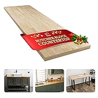 Bme Hevea Solid Wood Butcher Block Countertop, Unfinished Butcher Block Table Top for DIY Washer Dryer/Island/Kitchen Countertop, 3ft L x 25