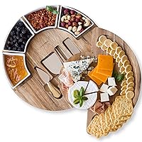 Cheese Board Set - Charcuterie Board Set and Cheese Serving Platter - Made from Acacia Wood Optimal - US Patented 13 inch Cheese Board and Knife Set for Entertaining and Serving
