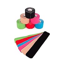 Kinesiology Tapes PRECUT Mix Set | 120 Pre-Cut Multicolored Sport Tape Strips 10 x 2 in - on 6 Rolls | Waterproof • Skin-Friendly • Elastic | Kinesiology Tapes Ideal for Sports
