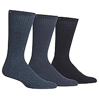 Chaps Men's Solid Mock Rib Casual Crew Socks-3 Pair Pack-Poly Cotton Blend