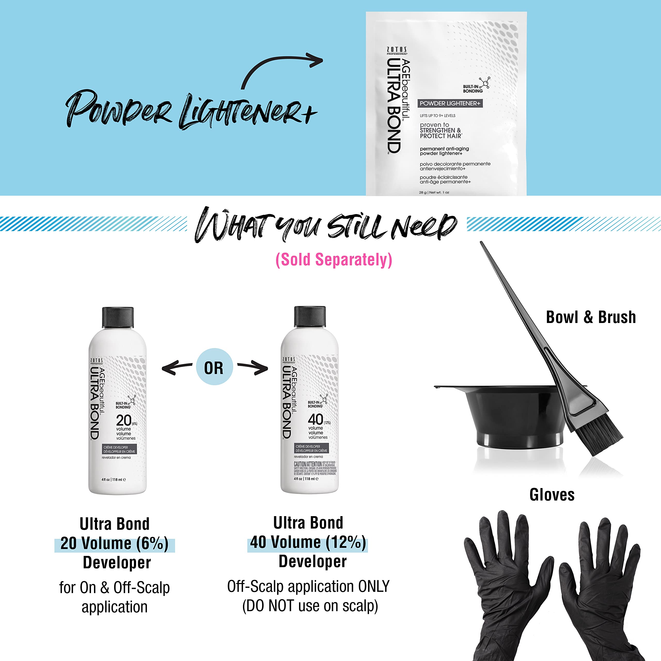 AGEbeautiful Ultra Bond Permanent Powder Hair Lightener | Anti-Aging | Strengthens & Protects | Builds Bonds w/ Arginine