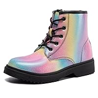 Girls Boots Glitter Combat Boot Winter Waterproof Side Zipper Lace-up Walking Shoes for Toddlers Little Kid szie