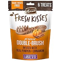 Merrick Fresh Kisses Natural Dental Chews, Treats Infused with Pumpkin and Cinnamon for Large Dogs Over 50 Lbs - 10 oz. Pouch