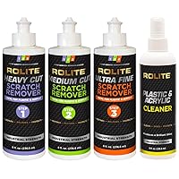 Rolite - RSR4STEP8zCP 's 4 Step Scratch Removal System for Plastic & Acrylic (8 fl. oz.) with Cleaner, Heavy Cut, Medium Cut and Ultra Fine Combo Pack