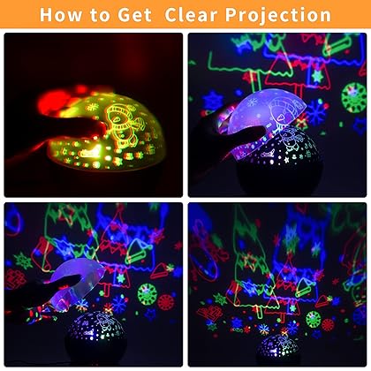 Lamp for Christmas Lights Indoor Decorations, Christmas Night Light Projector with Timer, 360 Degree Rotation Christmas Projection Night Light for Bedroom Festival Party Birthday (Two Projector Cover)