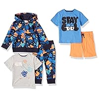 Amazon Essentials Boys and Toddlers' Sweatsuit, T-Shirts, Shorts Mix-and-Match Outfit/Gift Sets