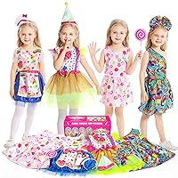 Girls Dress Up Trunk,DOLNOW Girls Dress Up Pretend Play Costumes,12Pcs Role Play Set with Sweet Princess and Sea Princess Costumes for Toddler Age 3-6 Years