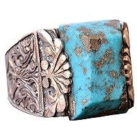 Genuine Arizona Turquoise Gemstone Ring, Raw Stone, Heavy Ring, Turquoise Ring, Sterling Silver Ring Blue