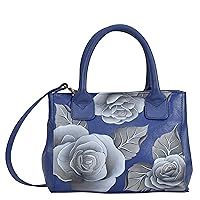 Anna by Anuschka Women’s Hand Painted Genuine Leather Small Convertible Tote - Double Short Handle, Removable Crossbody Strap
