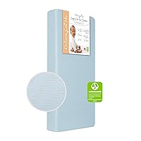 Snuggles Extra Firm Fiber Portable and Mini Crib Mattress in Blue Mist, Greenguard Gold Certified, Soft Breathable Mesh Cover, Lightweight Baby Mattresses for Cribs