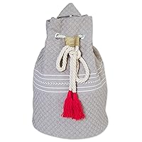 NOVICA Handcrafted Cotton Backpack Striped Drawstring Mexico Beige Patterned Woven 'Day Trip Dream'