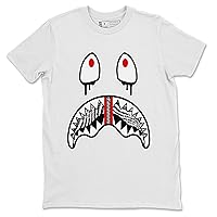 Graphic Tees Shark Face Design Black White Red Sneaker Matching T-Shirt