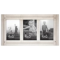 Americanflat 4x6 Triple Picture Frame in Aspen White - Distressed Wood Decorative Family Picture Frame with Polished Glass, Includes Hanging Hardware for Wall, and Easel for Tabletop Display