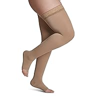 SIGVARIS Women’s Style Soft Opaque 840 Open Toe Thigh-Highs w/Grip Top 30-40mmHg