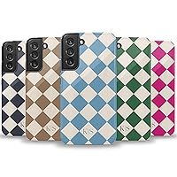 Custom Initials Argyle Checkerboard Personalized Name Phone Case, Designed ‎for Samsung Galaxy S24 Plus, S23 Ultra, S22, S21, S20, S10, S10e, S9, S8, Note 20, 10‎ Teal